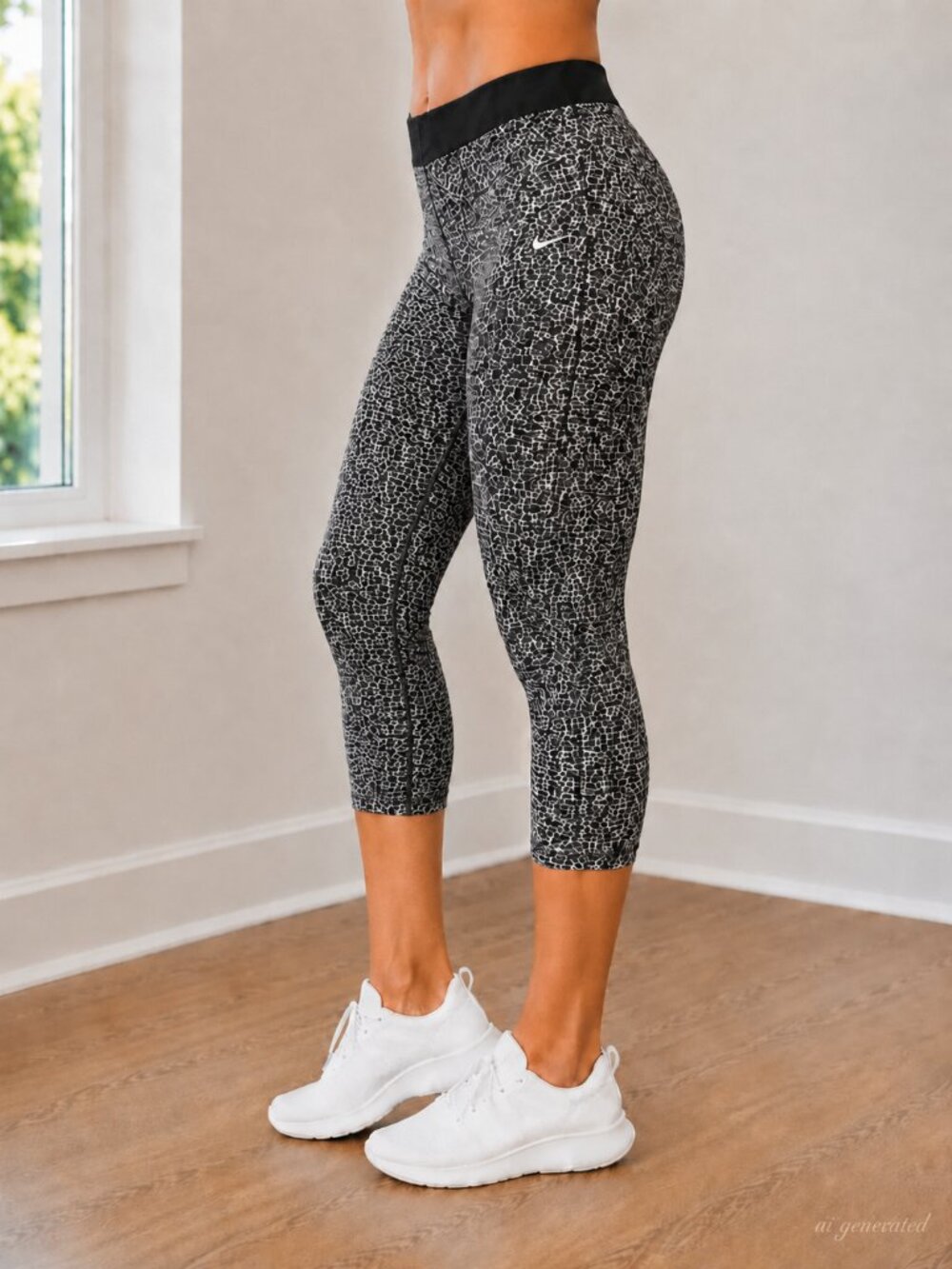 NWT Nike Relay Dri-FIT Crop Running Leggings Large Size L Abstract Print